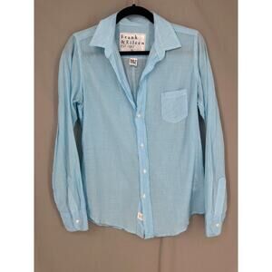 Frank Eileen Top Shirt Womens Small Blue Striped Barry Button Up Long Sleeve